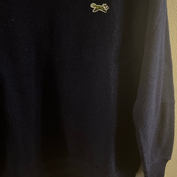 The Fox Sweater Mens Sz M  V Neck Long Sleeve Blue Wool Blend Vintage C - Picture 3 of 7